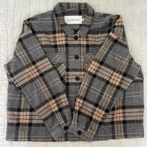 Calvin Klein Jeans Gray and Tan Checkered Jacket. Brand new.